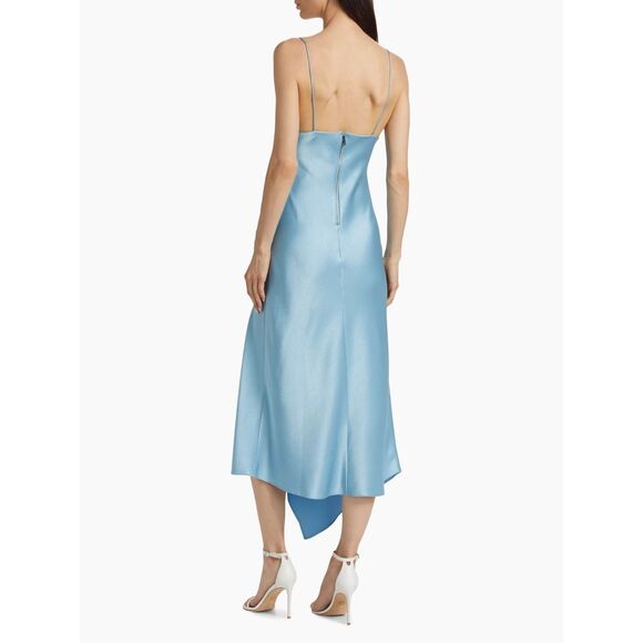 NWT Alice + Olivia Cowl Neck Waterfall Maxi Slip Dress Light Blue Size 2 $395 - Picture 3 of 10